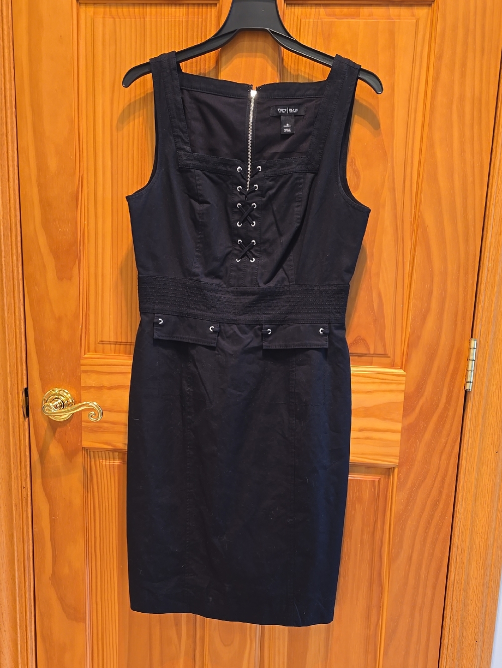 White House/Black Market Lace-Up Black Sleeveless Dress -